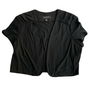 Perceptions New York Cardigan Sz 18 Open Front Black Cropped Dressy Top Womens
